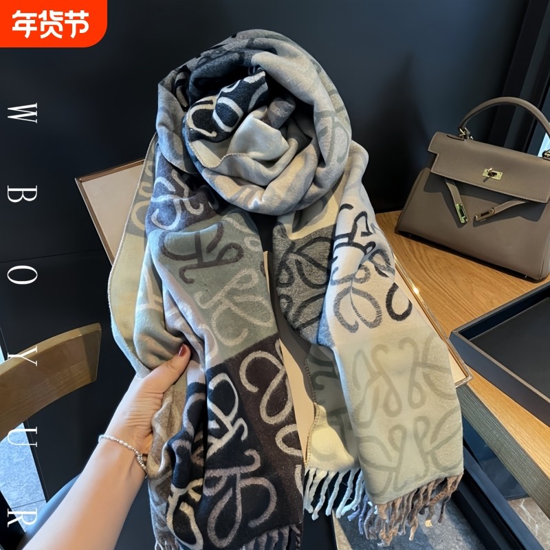 LVАFGН正品羊绒围巾女秋季保暖外搭撞色两用空调房办公室午休披