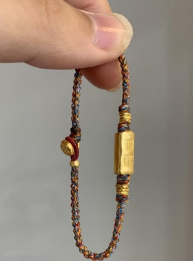 古法藏式招财吉言方块编绳手链复古民族风设计感手工编织彩绳手饰