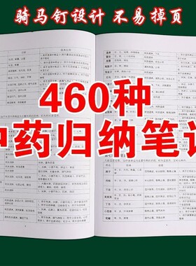 460种中药归纳笔记本速记学习本药性表全A4中医学习者必备记录簿常用功效临床