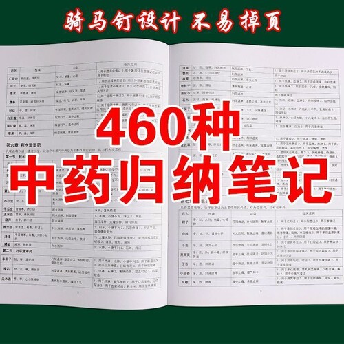 460种中药归纳笔记本速记学习本药性表全A4中医学习者必备记录簿常用功效临床