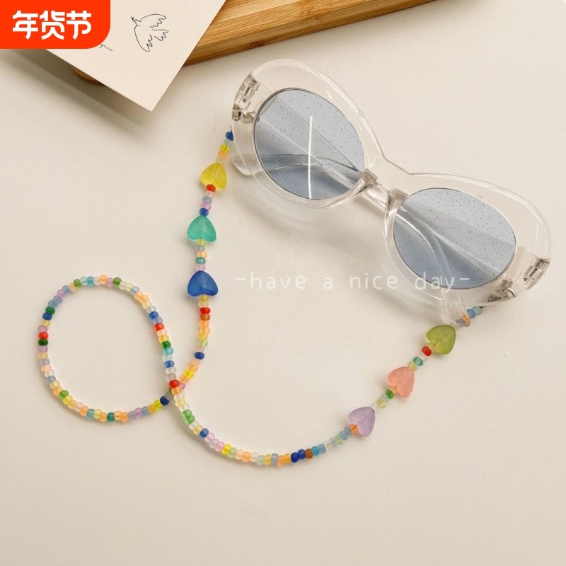 儿童墨镜防丢眼镜链绳ins耳机链口罩链珠串爱心磨砂蓝牙无线糖果,ZIPPO/瑞士军刀/眼镜,眼镜链,淘宝优惠券,粉丝福利购,淘宝优惠卷