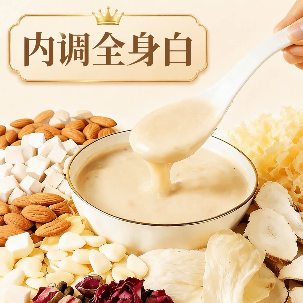 杏仁七白饮美白粉饮营养早餐冲泡即食代餐粉500g山药黄金食用自制