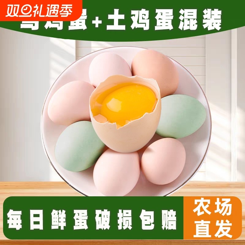 混装现捡现发谷物新鲜鸡蛋农家散养乌鸡蛋+土鸡蛋搭配营养更全面