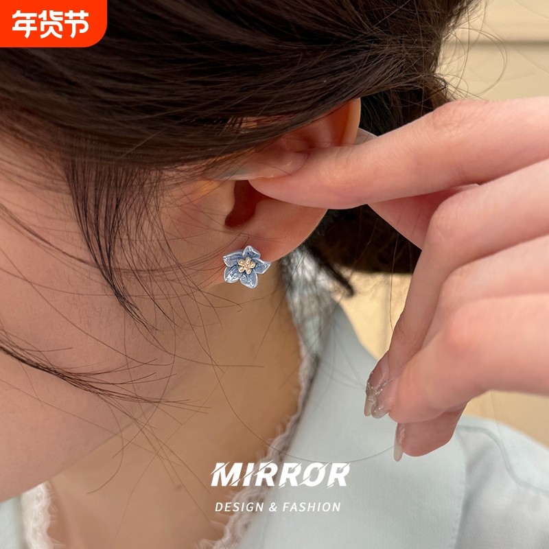 小麋人925纯银银针耳钉女耳环耳饰小众设计简约韩国气质925银小