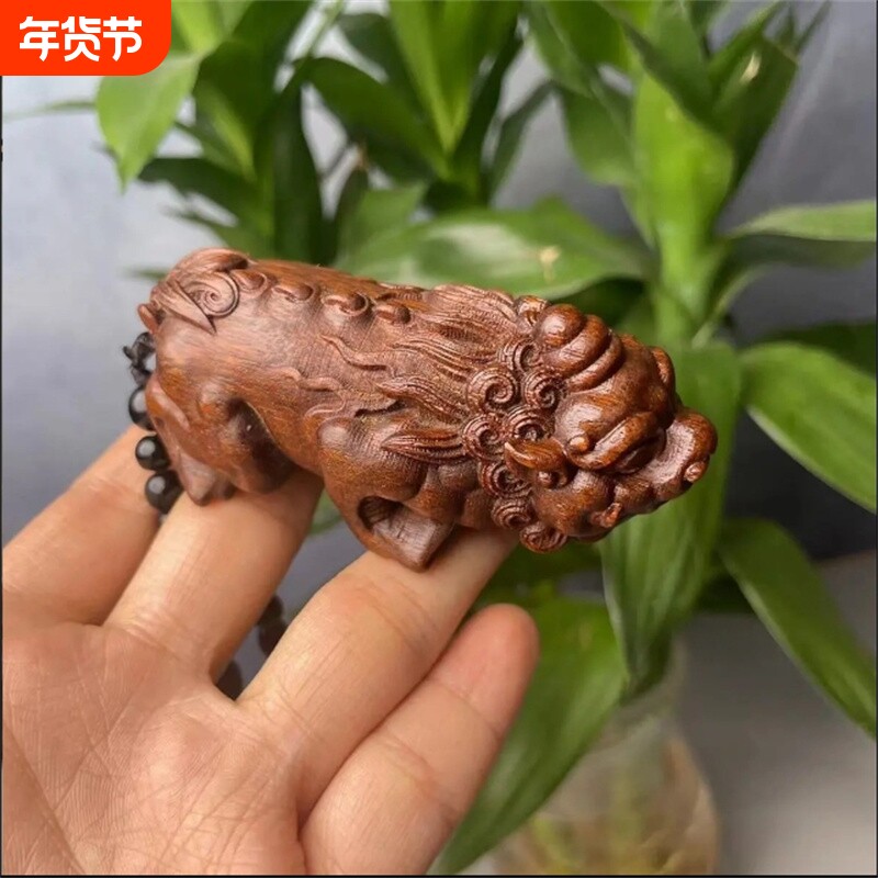 【招财独角貔貅】精品原木雕刻沉香木吊坠项坠雕刻手把件转运招财