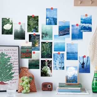 纸梵盒装明信片雨季系列下雨天风景明信片氛围感精致礼物贺卡墙面贴纸手写珍藏卡