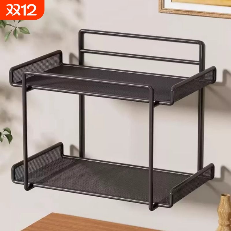 免打孔路由器放置架挂墙wifi收纳盒子电视机顶盒壁挂托架上墙双层