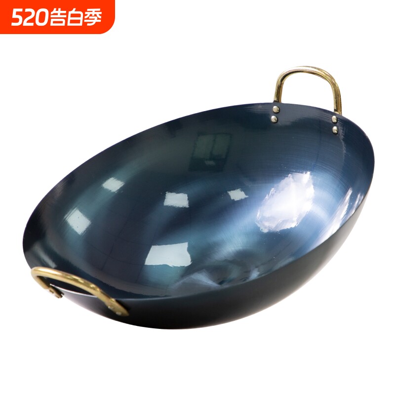 厨师专用老式双耳铁锅家用炒锅煤气灶炒菜锅不粘锅无涂层超轻柴火
