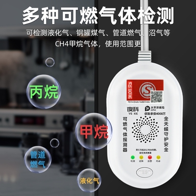 燃气泄漏报警器自动切断阀煤气液化气可燃气体传感探测器3C认证