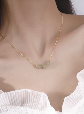 幸运星项链锁骨链女颈链和田玉女银金色儿童礼物生日蝴蝶平安锁