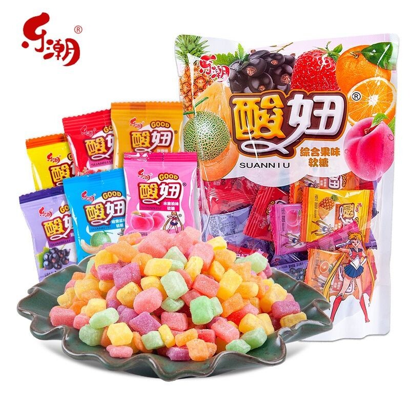 酸妞软糖8090后糖童年怀旧橡皮糖儿童糖果小零食品水果味混合经典