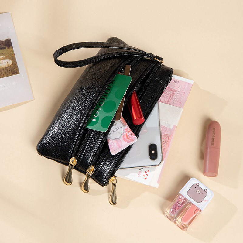 零钱包女长款简约软皮手拿包大容量薄款收纳小包包拉链钱袋包