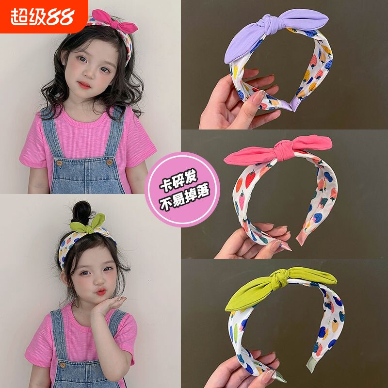 儿童蝴蝶结发箍宽边兔耳朵水果草莓韩版布艺头箍压发可爱新款发卡