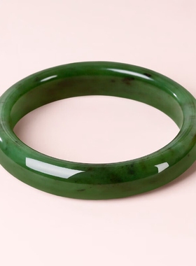 正品和田碧玉俄碧手镯老坑料镯子女款玉镯真玉石送女友妈妈带证书