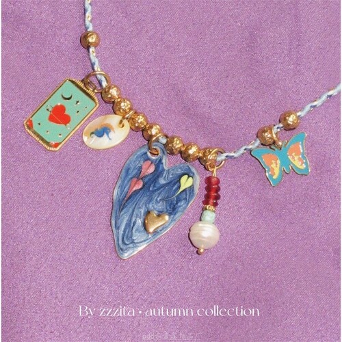 ZZZITA Sofia Neclace 美式嬉皮彩色吊坠编绳项链小众设计锁骨链