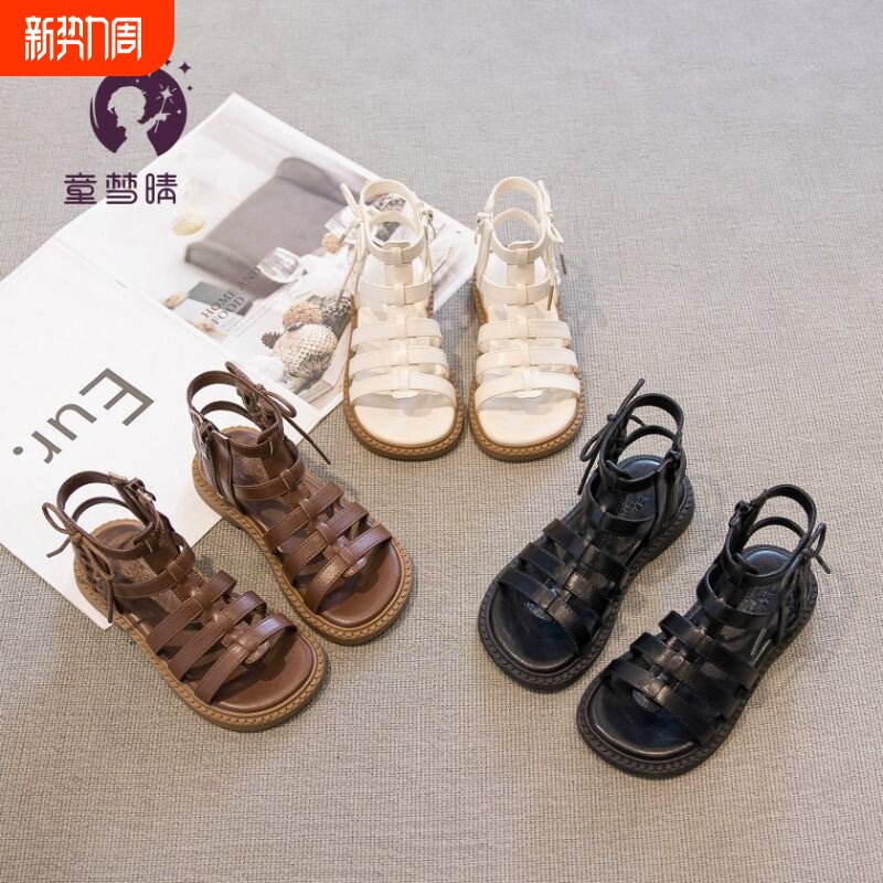 女童凉鞋夏款2025新款夏季儿童罗马鞋女孩公主鞋女宝鞋子大童软底