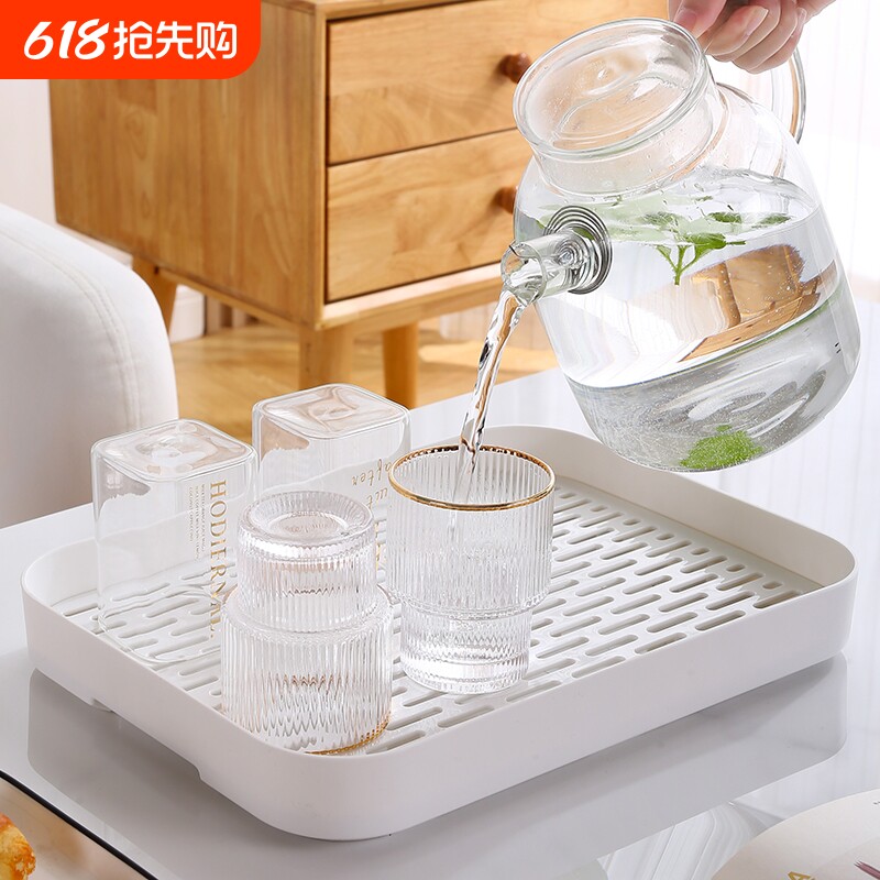 茶盘2025沥水杯子架托盘长方形塑料置物架沥水架茶具收纳双层水壶
