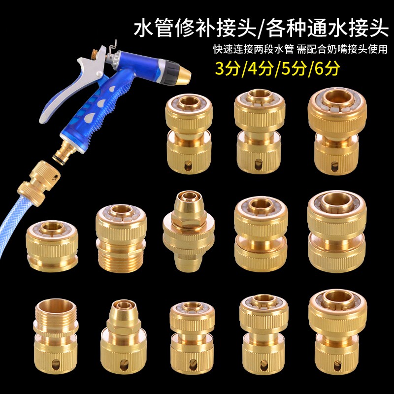 水管快速接头3分5分6分软管快插卡扣式4分洗车通水接头奶嘴水枪图片