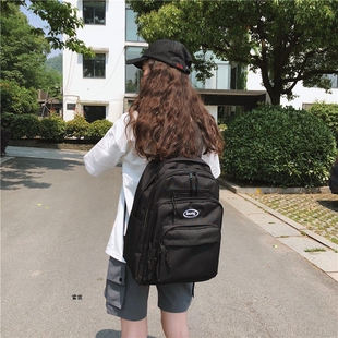 ins书包女大学生韩版高中古着感大容量校园双肩包电脑包防水背包