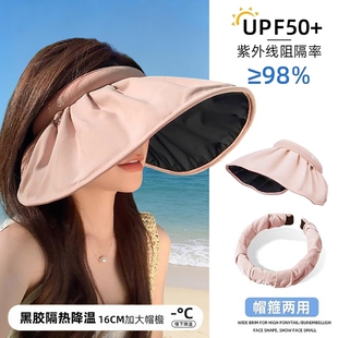 防晒帽女防紫外线大帽檐贝壳遮阳帽空顶帽子太阳帽遮脸可折叠夏天
