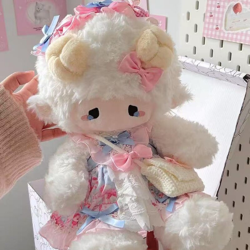 睡觉小羊毛绒玩具公仔泡芙小羊玩偶穿裙子穿衣服娃娃女生生日礼物