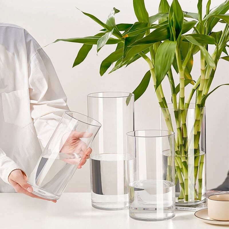 花瓶高级感透明亚克力水养插花客厅马醉木水培富贵竹直筒耐防摔