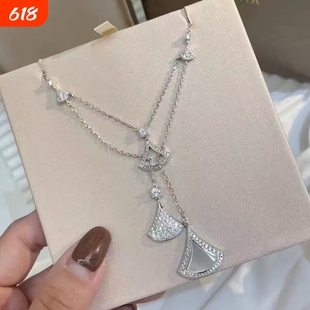 新款奢华简约项链扇子裙子精致欧美时尚轻奢流苏扇形锁骨链女礼物