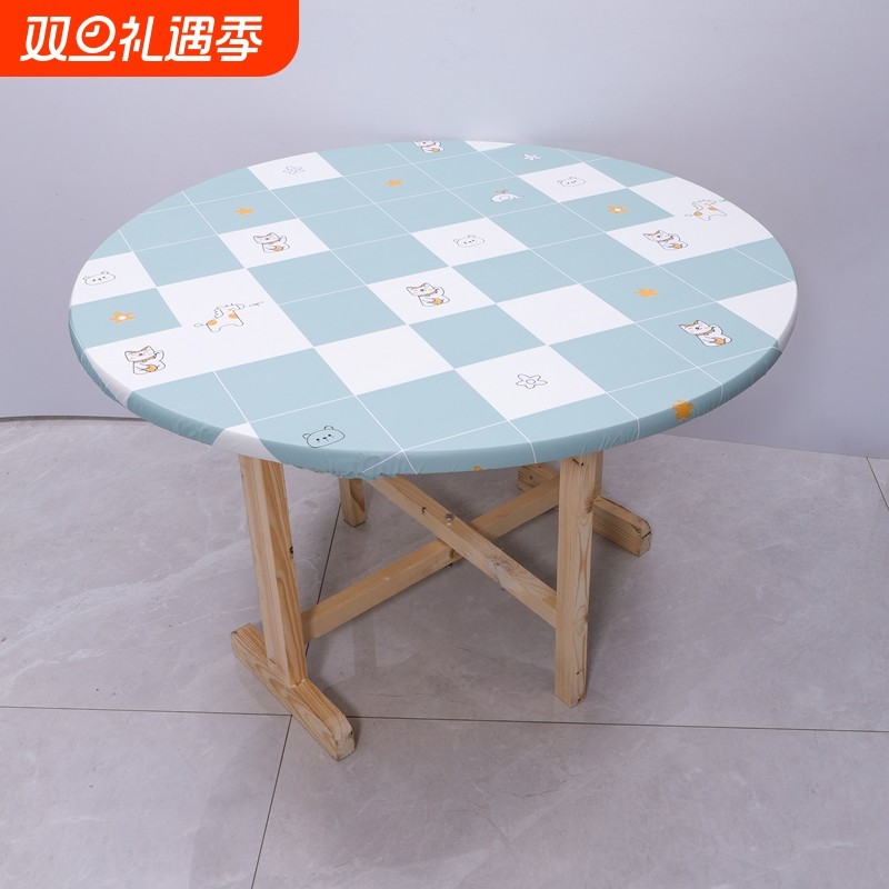 PVC圆形桌布餐桌布防水防油免洗老式圆桌台布防烫大圆桌垫套保护