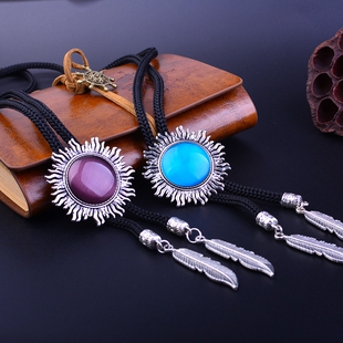 欧美复古猫眼石波洛领带百搭晚宴派对配饰高级感领结绳跨境热销