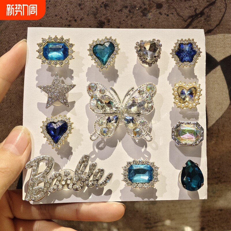 2026小香风洞洞鞋鞋花饰品配件镶钻闪耀水晶夏日男女洞洞鞋鞋花女