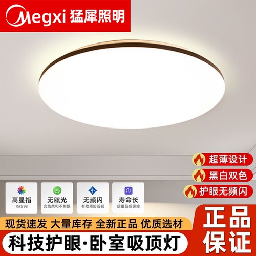 吸顶灯LED新款客厅灯高端简约现代银边黑边圆形全屋灯具主卧室