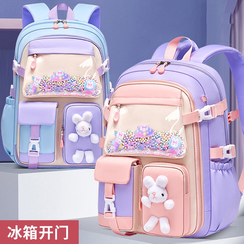 厂家新款小学生书包冰箱开门女款大容量可爱风减负防水学生双肩包图片
