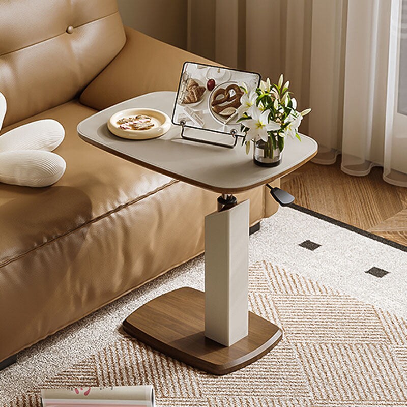 升降边几家用旋转床边桌中古风客厅茶几沙发边小桌子可移动电脑桌