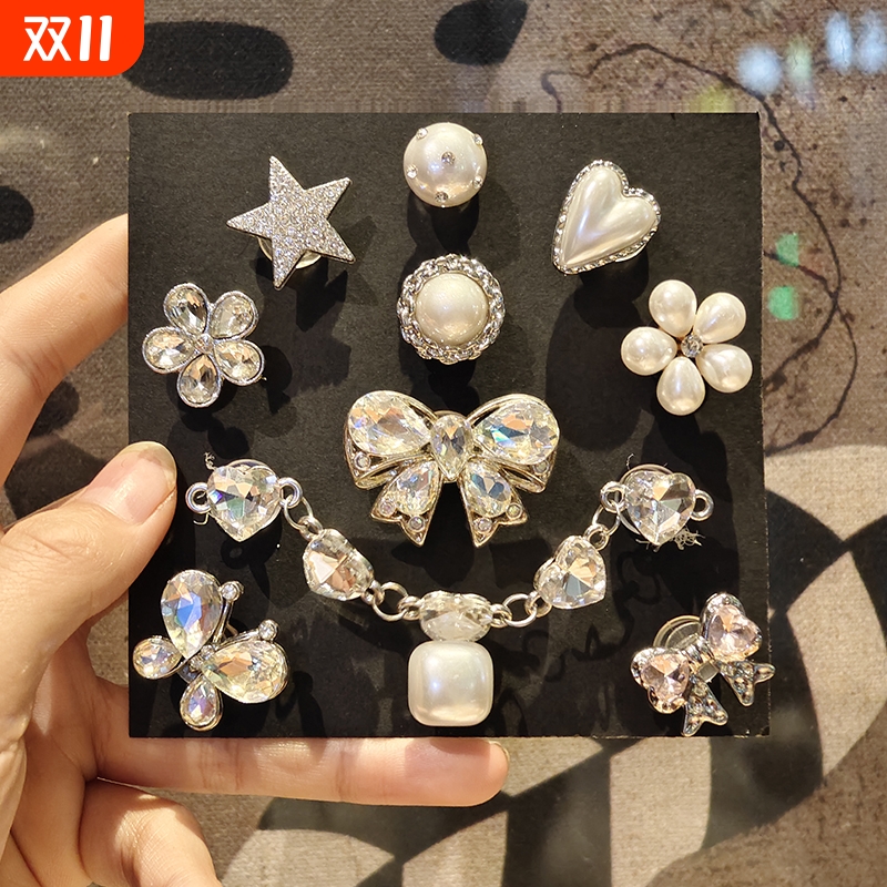 原创“钻石蝴蝶”洞洞鞋配饰立体鞋花crocs适配通用鞋扣diy可拆卸