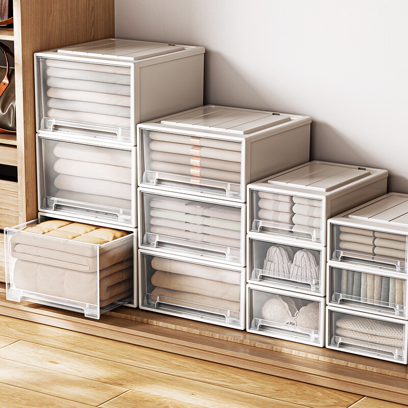 抽屉式收纳箱透明衣柜衣服收纳柜家用内衣收纳盒塑料衣物整理箱子