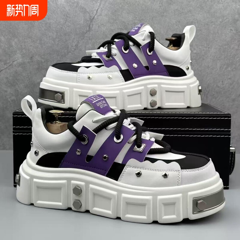 2025秋季新款男士休闲鞋厚底百搭男鞋潮流款工装男鞋青少年休闲鞋