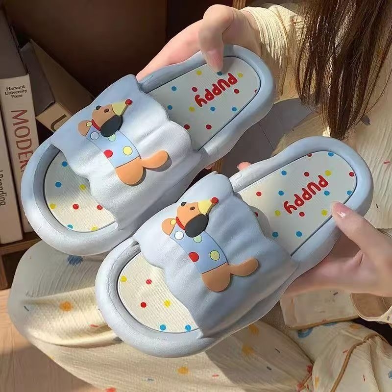 青年PVC一字拖卡通居家鞋