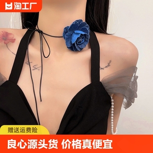 气质百搭颈链锁骨链小众设计优雅 高级感玫瑰花朵项链女choker时尚