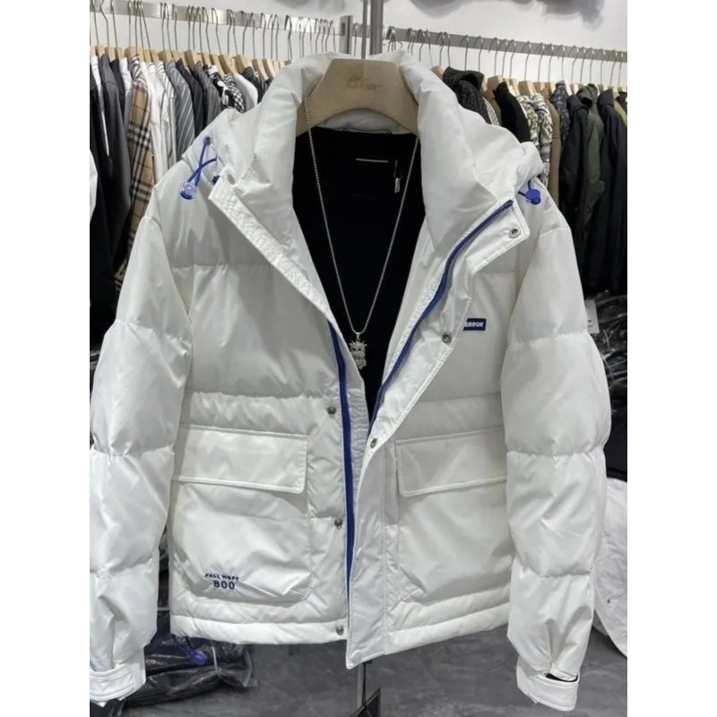 户外2025白色连帽免洗羽绒服冬季潮牌帅气保暖上衣男士加厚白鸭绒