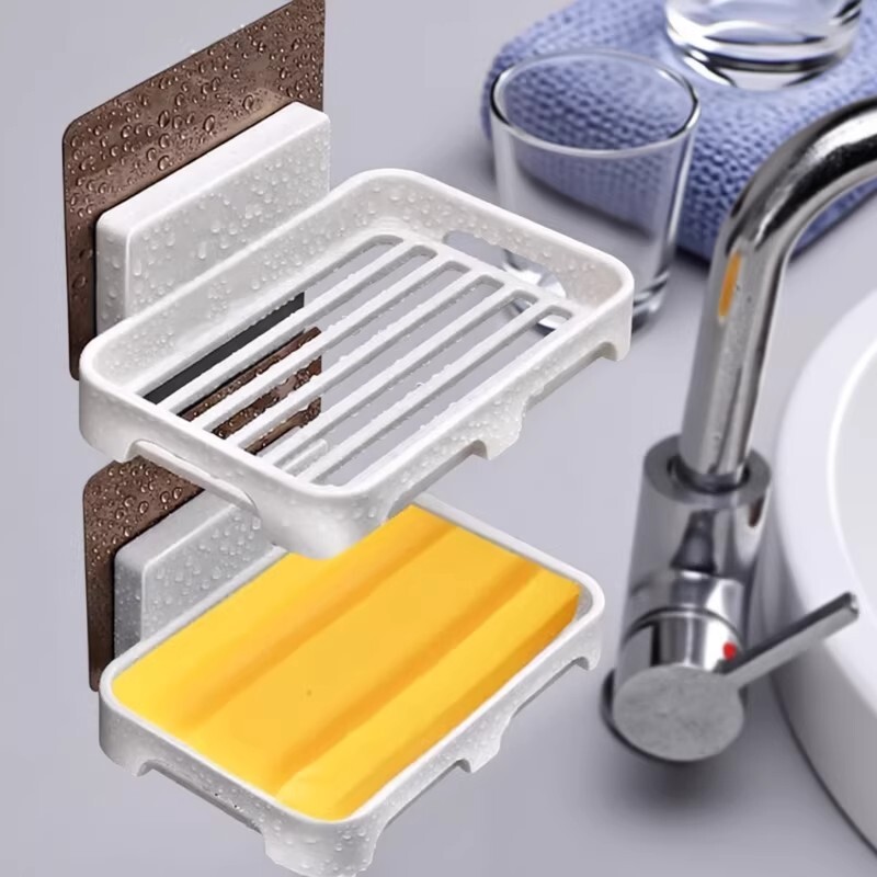 肥皂盒免打孔壁挂式浴室沥水置物架皂托卫生间吸盘创意收纳香皂盒