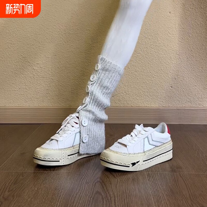 休闲风厚底星星板鞋小白鞋女春季新款德训鞋松弛感复古做旧小脏鞋