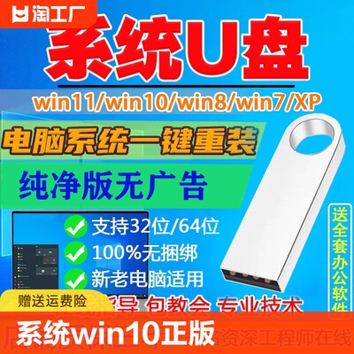 系统u盘win10正版win7旗舰版一键装机win11/10专业版pe启动纯净版