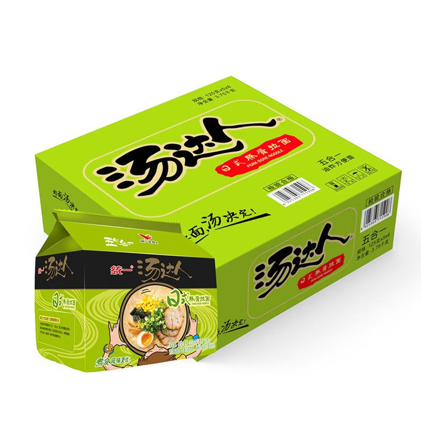 统一汤达人方便面日式豚骨拉面125g*30袋/箱袋装速食泡面整箱批发