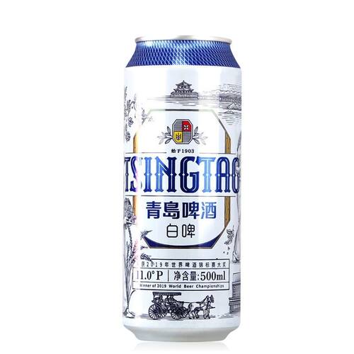 小酌优选青岛全麦白啤 500ml 罐装小麦原浆新鲜日期便携听装酒水