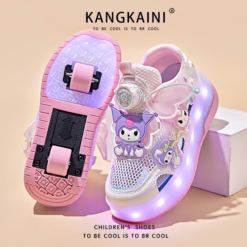 女童暴走鞋2026新款春夏季单网儿童发光亮灯轮滑鞋双轮爆走鞋溜冰