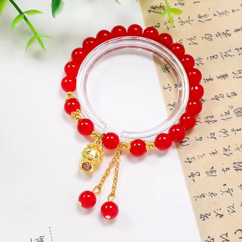 猫眼石水晶玛瑙手链黑曜石猫眼石手串儿童礼品批发景区摆摊