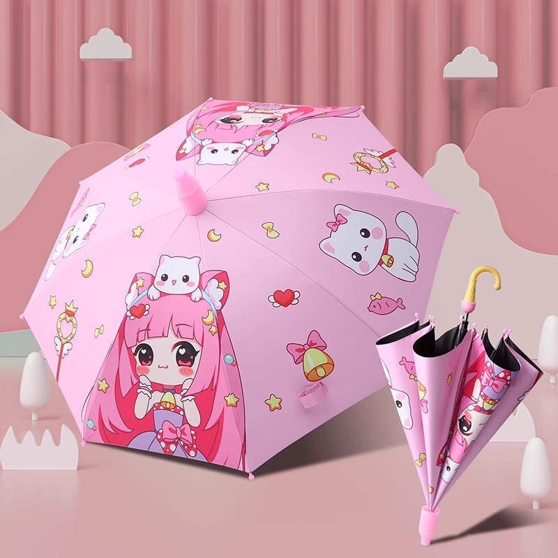 儿童雨伞女男童幼儿园宝宝小学生自动晴雨伞长柄雨具两用手动加固