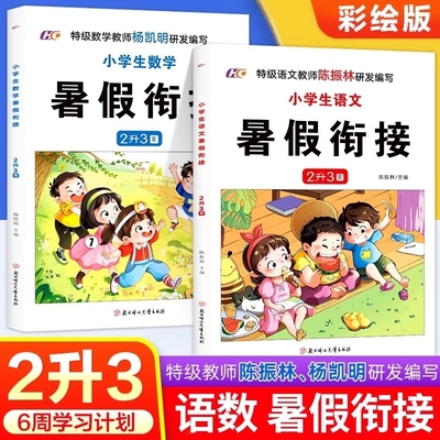 二年级下册暑假作业小学生升三年级语文数学人教版二升三暑假衔接复习预习一本通2升3语数专项训练课本同步练习册拼音阅读句子课文