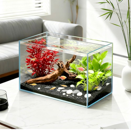 金晶超白玻璃鱼缸超白方缸小型溪流缸生态缸斗鱼缸乌龟缸裸缸长缸