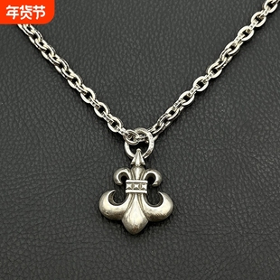 ODEK高级复古圆环童军花项链潮牌vintage鸢尾花吊坠男士重工欧美